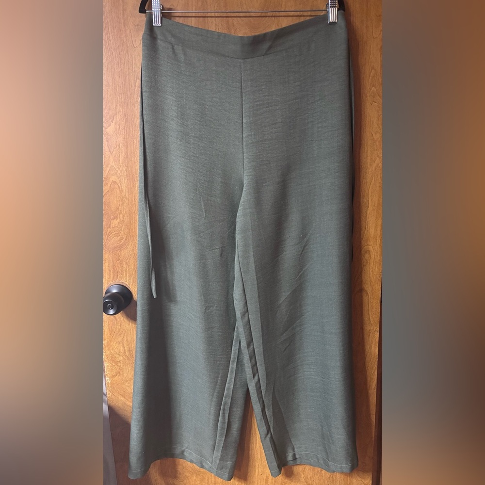 Wide Leg Olive Green Women's Pants